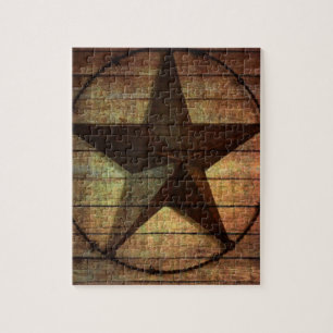 Puzzle Western Country Primitive Grange Wood Texas Star