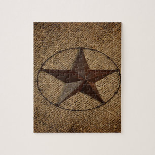 Puzzle Western Country Rustic Burlap Primitif Texas Star