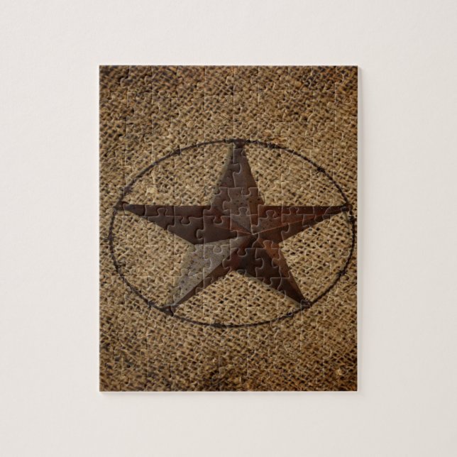 Puzzle Western Country Rustic Burlap Primitif Texas Star (Vertical)