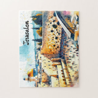Puzzle Western Wall Kotel Water Color Art