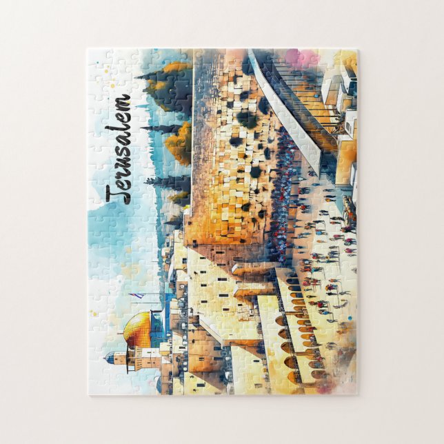 Puzzle Western Wall Kotel Water Color Art (Vertical)