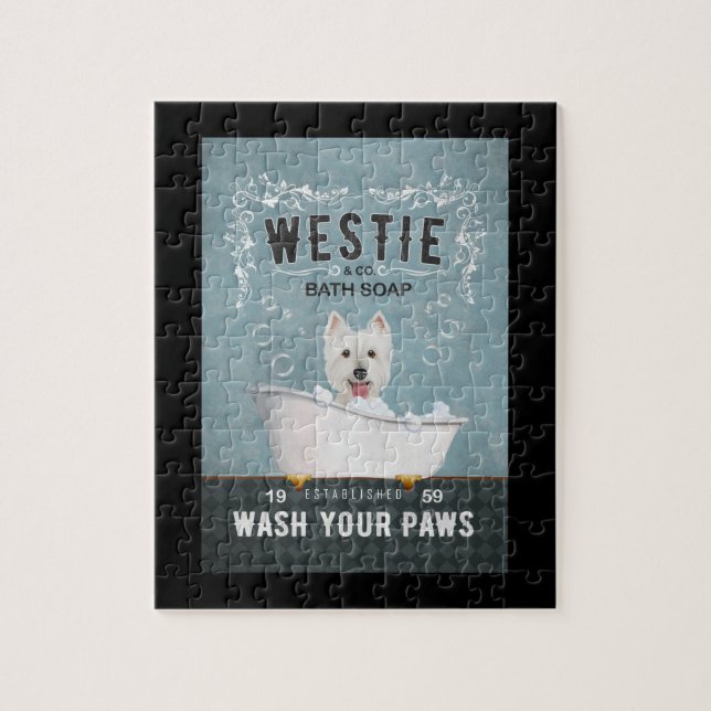 Puzzle Westie Dog Bath Soap West Highland White Terrier (Vertical)
