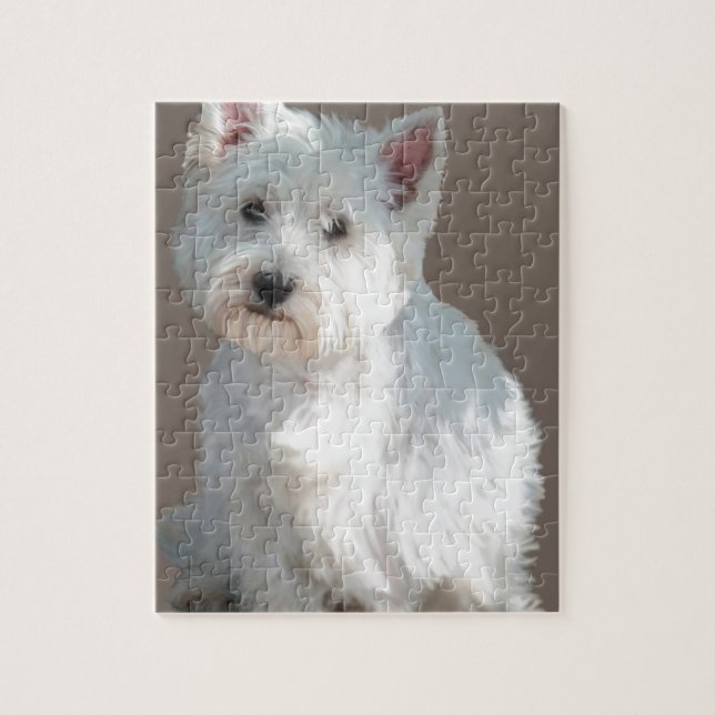 PUZZLE WESTIE SUR LE TAUPE (Vertical)