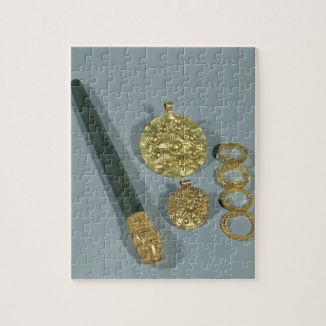 Puzzle Whetstone et anneaux avec la décoration granulée, (Vertical)