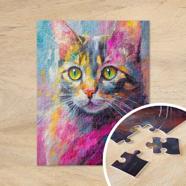 Puzzle Whimsical Cat Portrait Abstrait Art Moderne (Créateur téléchargé)