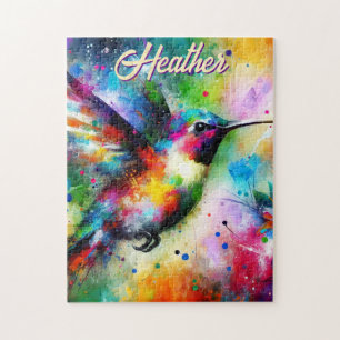 Puzzle Whimsical Colorful Hummingbird Bird Personnalisé