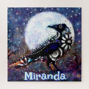 Puzzle Whimsical Raven Moon Floral Personnalisé
