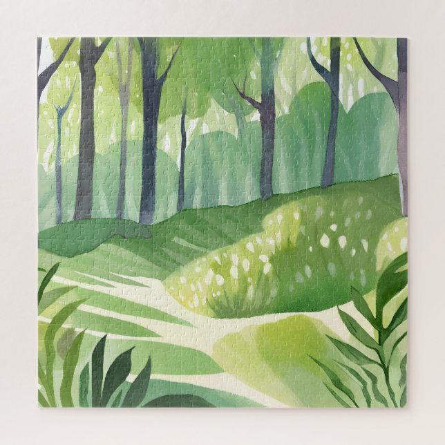 Puzzle Whimsical Woods | Paysage de l'aquarelle forestièr (Vertical)