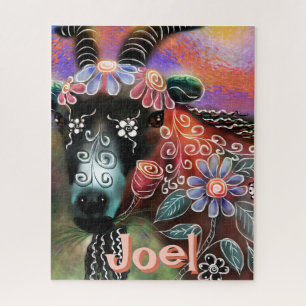 Puzzle Whimssical Floral Chèvre ferme animal personnalisé