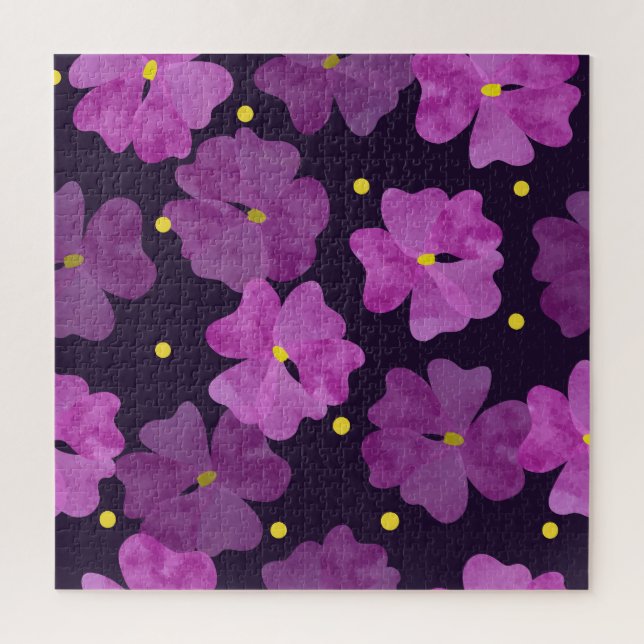 Puzzle Whispers Violet : Elégance de l'aquarelle florale (Vertical)