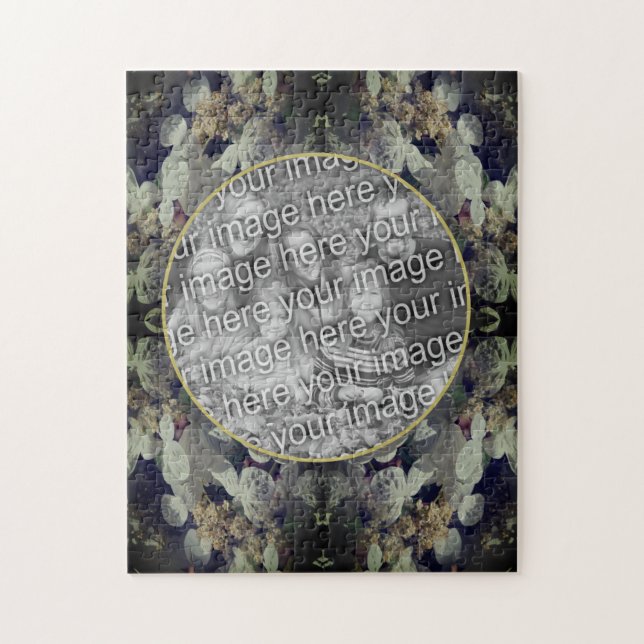 Puzzle White Lacecap Hydrangea Frame Ajouter Votre Photo (Vertical)