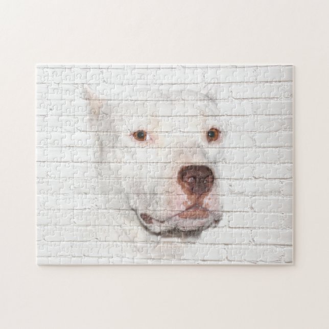 Puzzle White Pitbull Terrier (Horizontal)