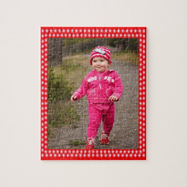 Puzzle White Stars Red Frame Image Votre Photo (Vertical)