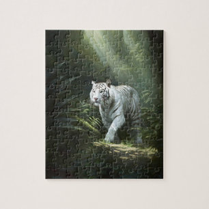 Puzzle White Tiger in a Dense Forest