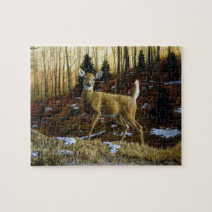 Puzzle Whitetail Deer Doe dans la forêt d'automne