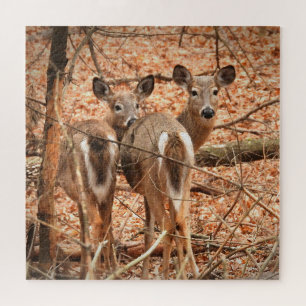 Puzzle Whitetail Doe et sa Faune dans les bois d'automne