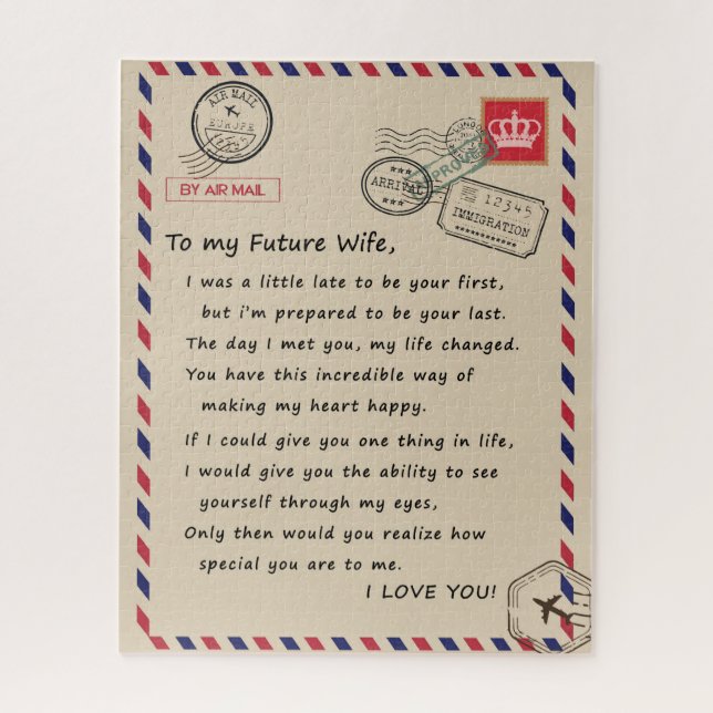 Puzzle Wife Lovers | À Ma Future Femme Je T'Aime (Vertical)