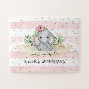 Puzzle Wild One - Baby Elephant and Flowers 1er anniversa