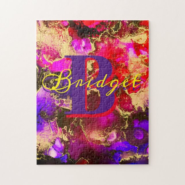 Puzzle Wild Purple and Fuscia Alcohol Ink (Vertical)