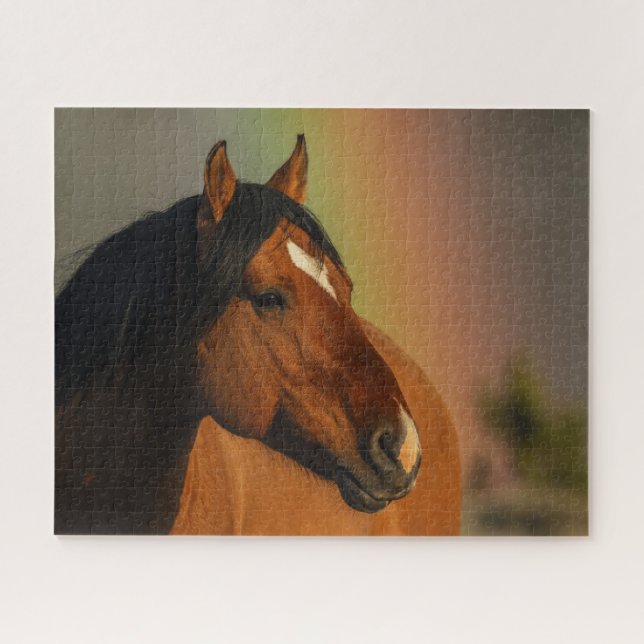 Puzzle Wild Stallion, Golden Light and Rainbow (Horizontal)