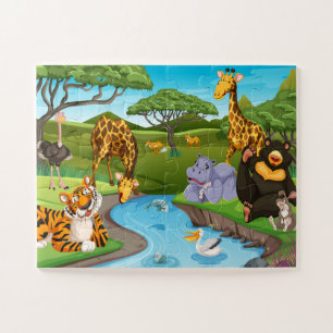 Puzzle Wildlife Wonderland : Animaux au bord de la rivièr