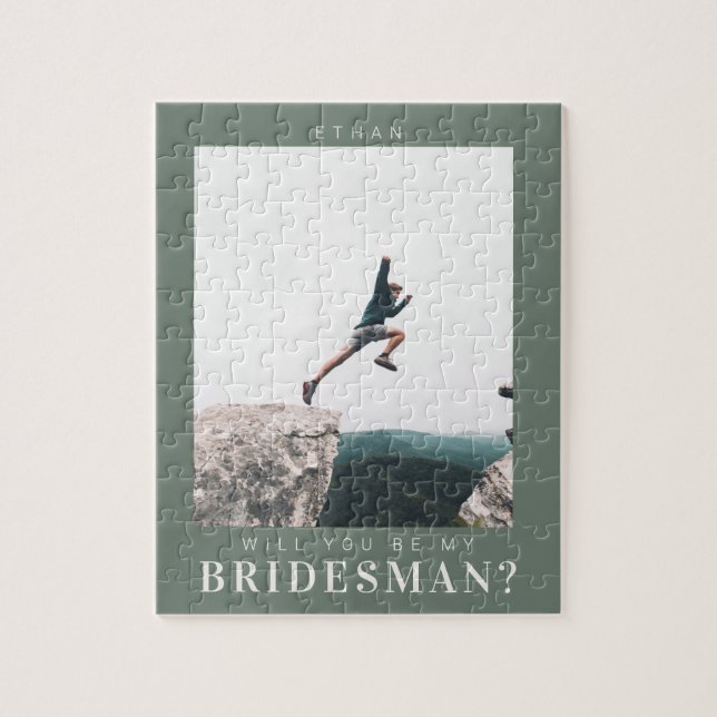 Puzzle Will you be my Bridesman Minimalist Photo Modern (Vertical)