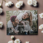 Puzzle Will You Marry Me Photo<br><div class="desc">Ask her to marry you with a custom photo puzzles. Design features single photo,  typography script ''Will You Marry Me? in trendy lettering. Personalize with a name.</div>