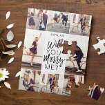 Puzzle Will You Marry Me Script & Custom Photo Collage<br><div class="desc">Pop the question, with our fun and trendy, will you marry me? custom 8 photo layout jigsaw puzzle. Our design features an eight photo collage design to display your own special photos. "Will you marry me?" is designed in a trendy white typographic design displayed in the center of the puzzle....</div>