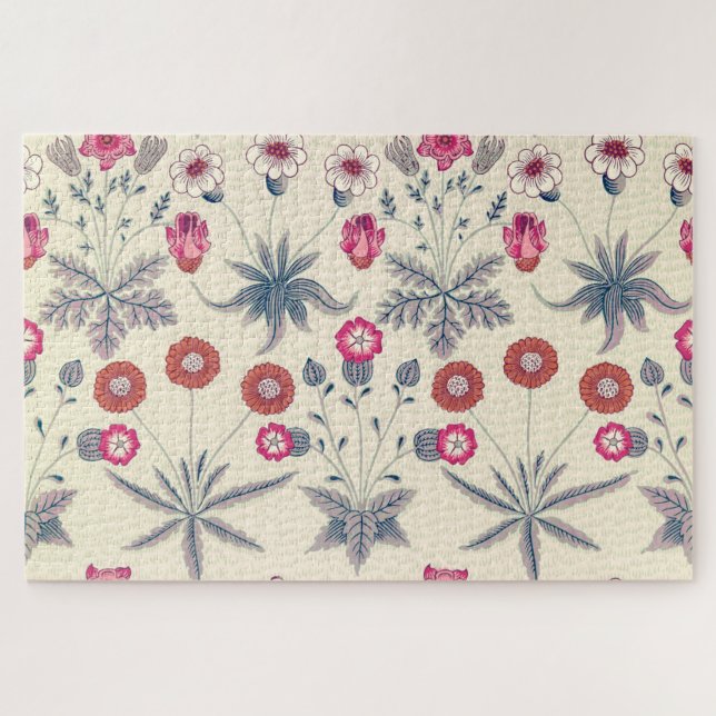 Puzzle William Morris Daisy Motif Floral Rouge Orange (Horizontal)