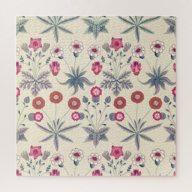 Puzzle William Morris Daisy Motif Floral Rouge Orange (Vertical)