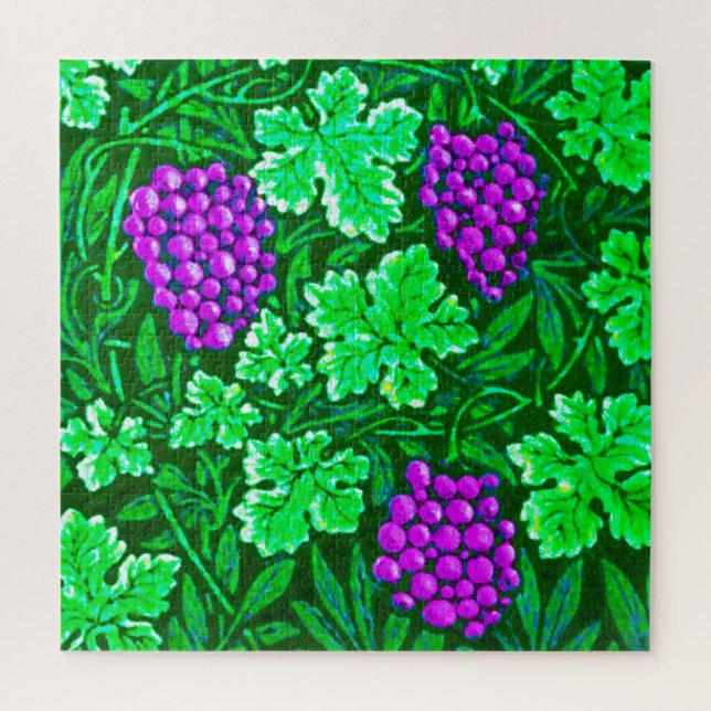 Puzzle William Morris Grapevine, violet et vert (Vertical)