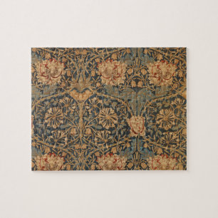 Puzzle William Morris Honeysuckie Rich Rouge foncé bleu