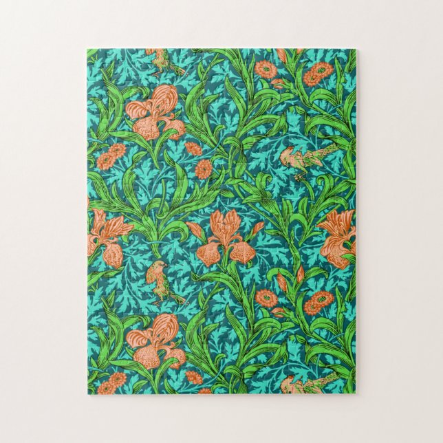 Puzzle William Morris Irises, orange et turquoise (Vertical)