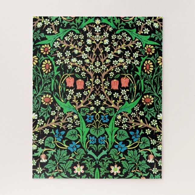 Puzzle William Morris Jacobean Floral, Arrière - plan noi (Vertical)