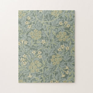 Puzzle William Morris Jasmine Bleu Vert Art Botanique