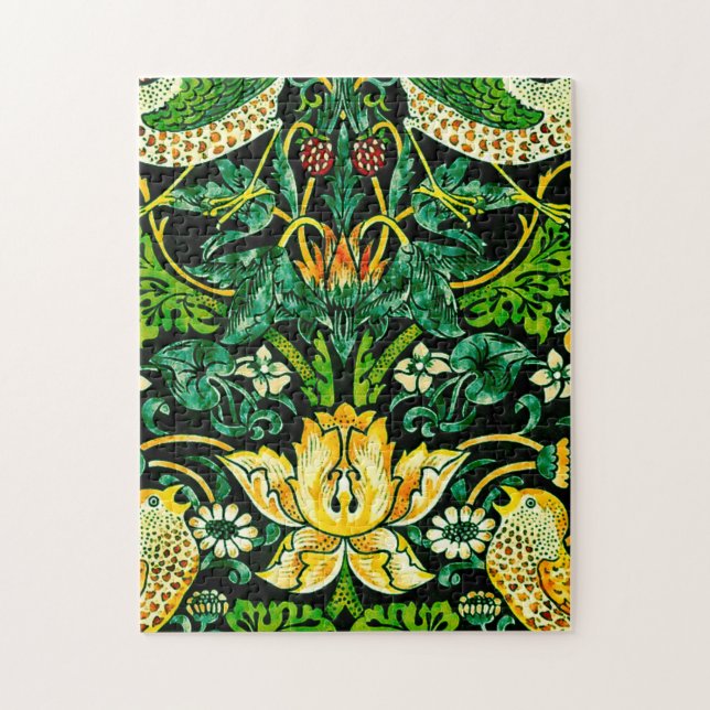 Puzzle William Morris Strawberry Thief Vert Et Orange (Vertical)