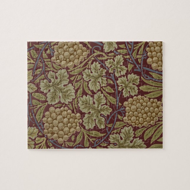 Puzzle William Morris Vine Grappe Rouge Vert Art (Horizontal)
