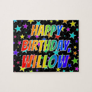Puzzle "WILLOW" Prénom, Amusant "HEUREUX ANNIVERSAIRE"