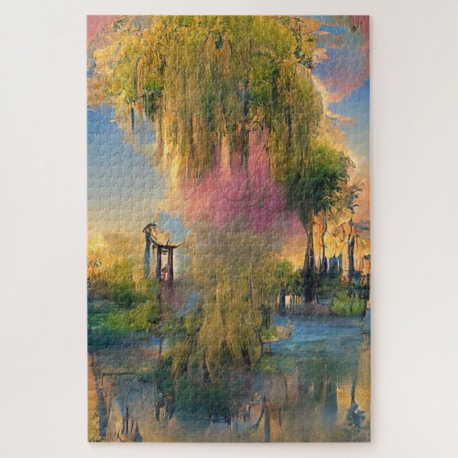 Puzzle Willow tree of the future au coucher du soleil (Vertical)