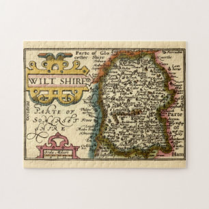 Puzzle Wiltshire Comté Angleterre Ancien Atlas Carte