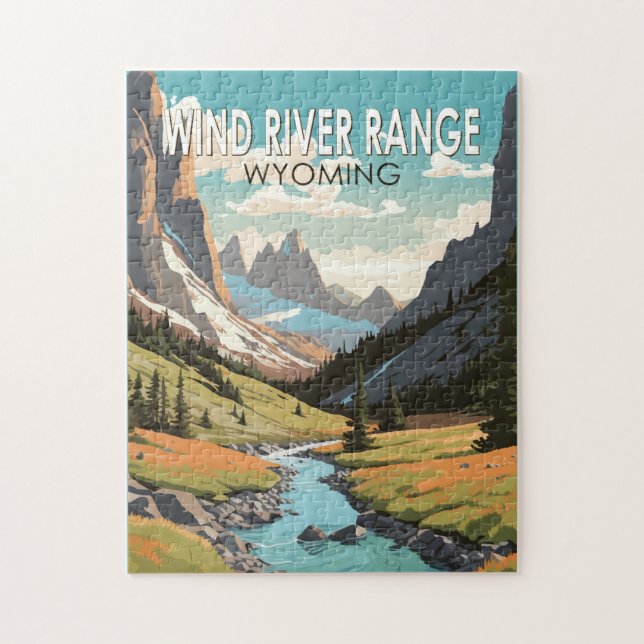Puzzle Wind River Range Wyoming Travel Art Vintage (Vertical)