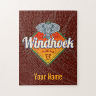Puzzle Windhoek Namibie Retro Elephant Afrique Vintage