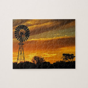 Puzzle Windmill and Sunset, William Creek, Oodnadatta
