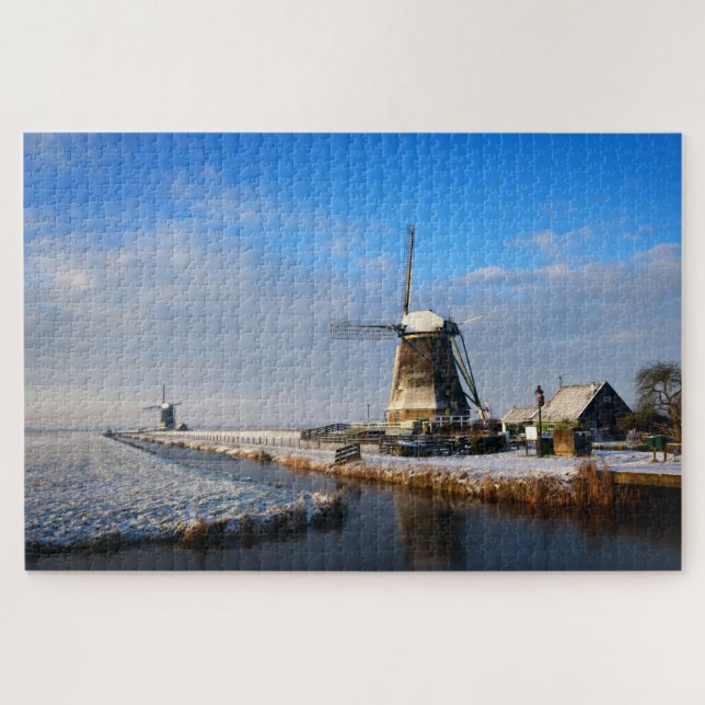 Puzzle Windmill in the snow in a dutch winter landscape (Horizontal)