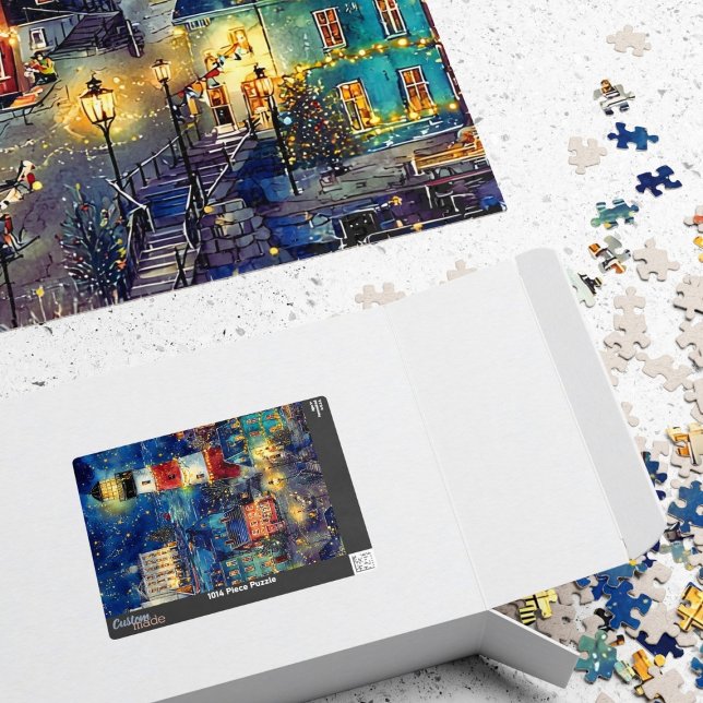 Puzzle Winter Coastal Village Town by the Sea 1014 Piece (Créateur téléchargé)