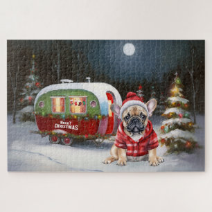Puzzle Winter French Bulldog Caravan Christmas Adventure