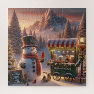 Puzzle Winter Wonderland Snowman's Hot Chocolate Cart