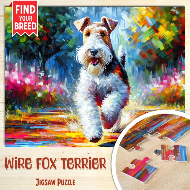 Puzzle Wire Fox Terrier Portrait de chien Acrylique Art I (Créateur téléchargé)