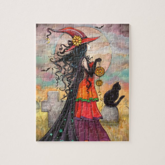 Puzzle Witch Way Imaginaire Halloween Art par Molly Harri (Vertical)