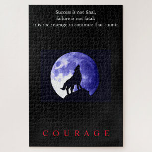 Puzzle Wolf Blue Night Motivational Courage